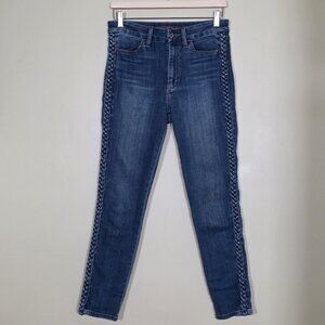 Joes Jeans Womens 28 Blue The Charlie High Rise Skinny Ankle Side Denim Braids